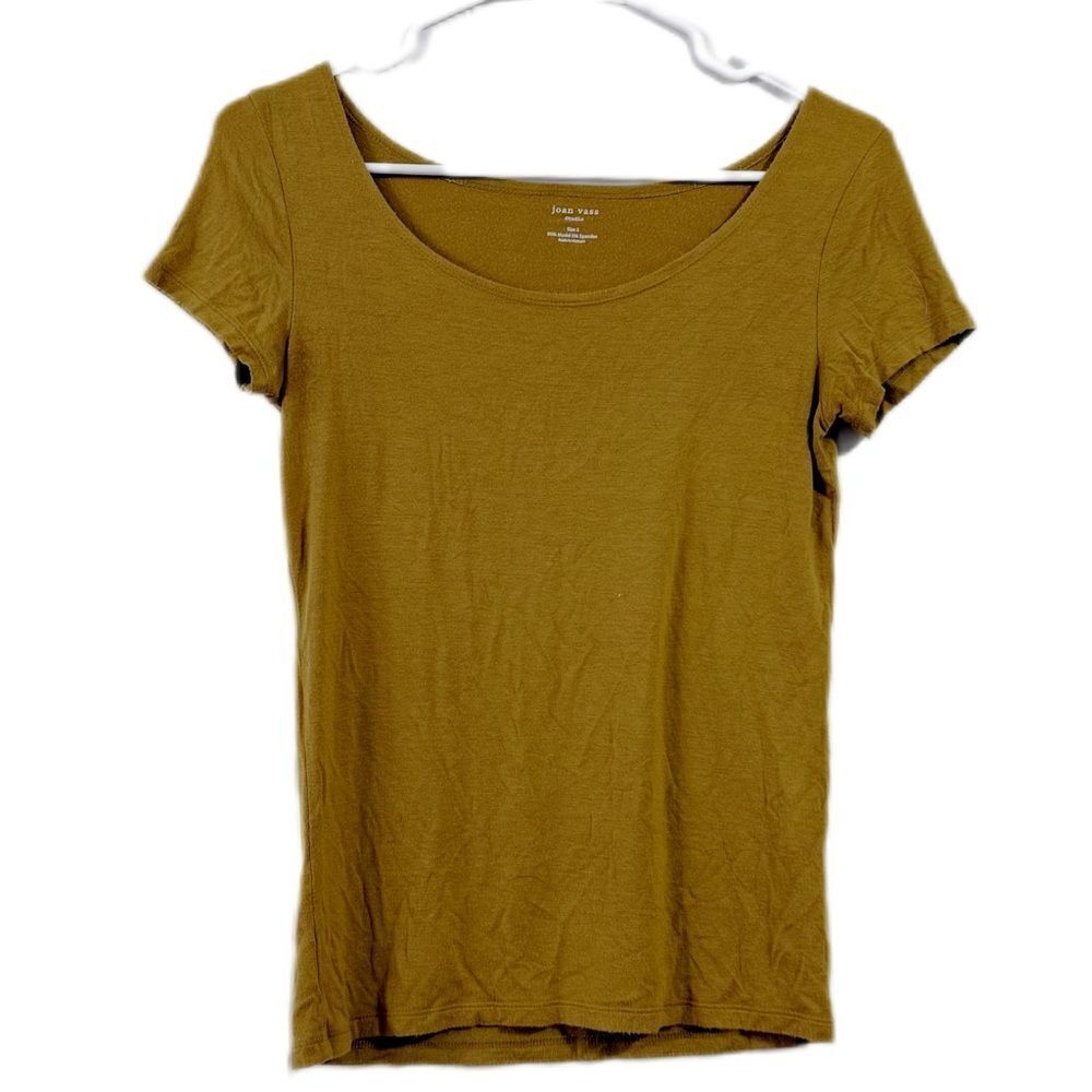 Joan Vass Gold Fitted Short Sleeve Tee